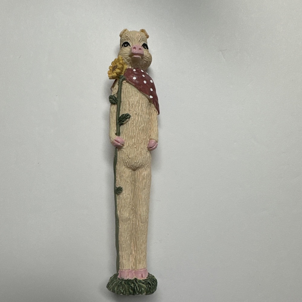 Vintage Pencil Figurine of‎ Pig With Sunflower 6.25"